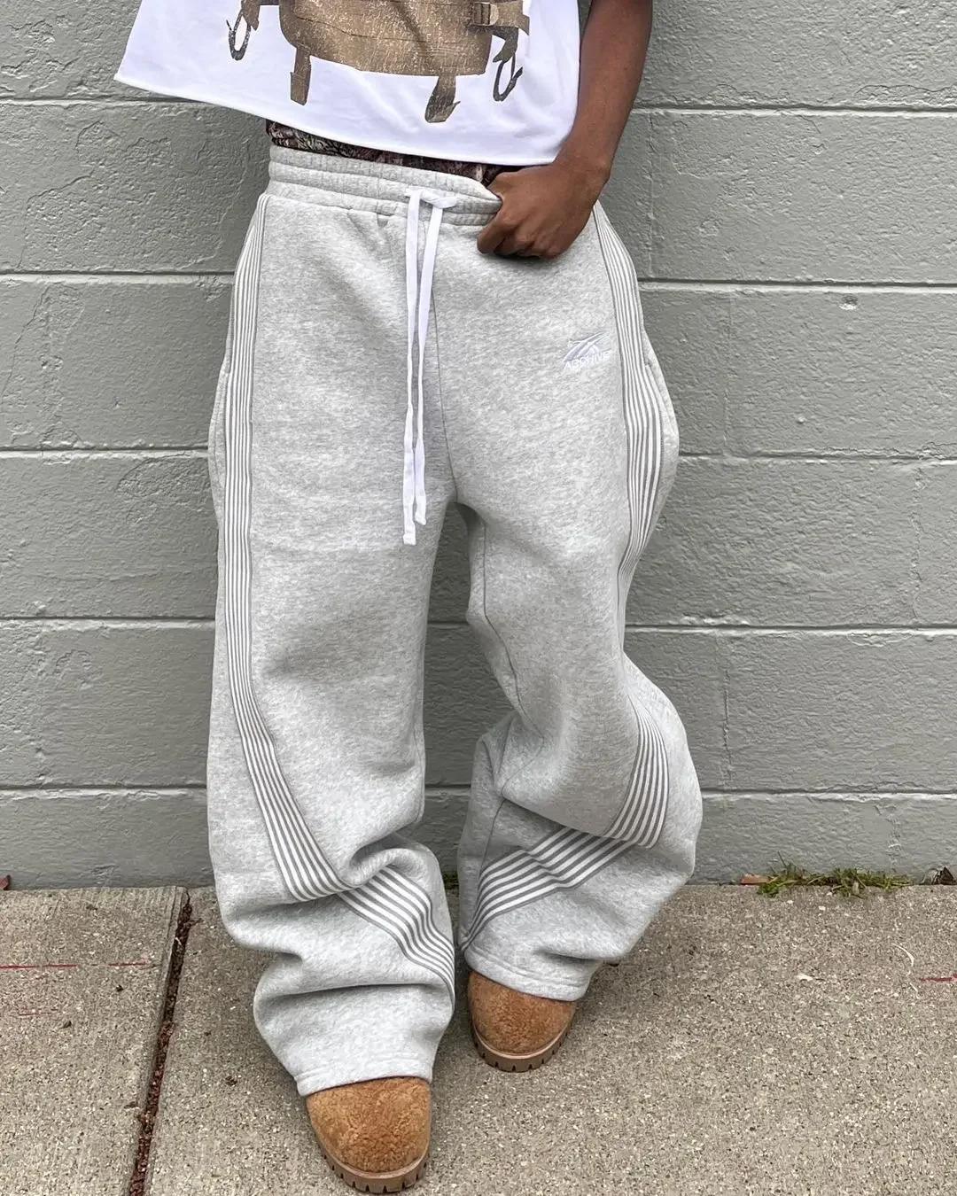 Y2k gris pantalons décontractés Vintage fonctionnel tactique hommes femmes Premium Jogging pantalon