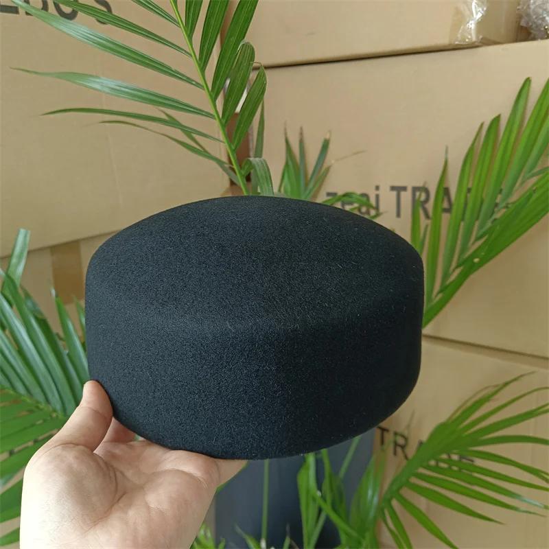 Chapeaux vintage à calotte plate pour femmes, 100% feutre de laine, bérets, chapeaux de mariage, fas