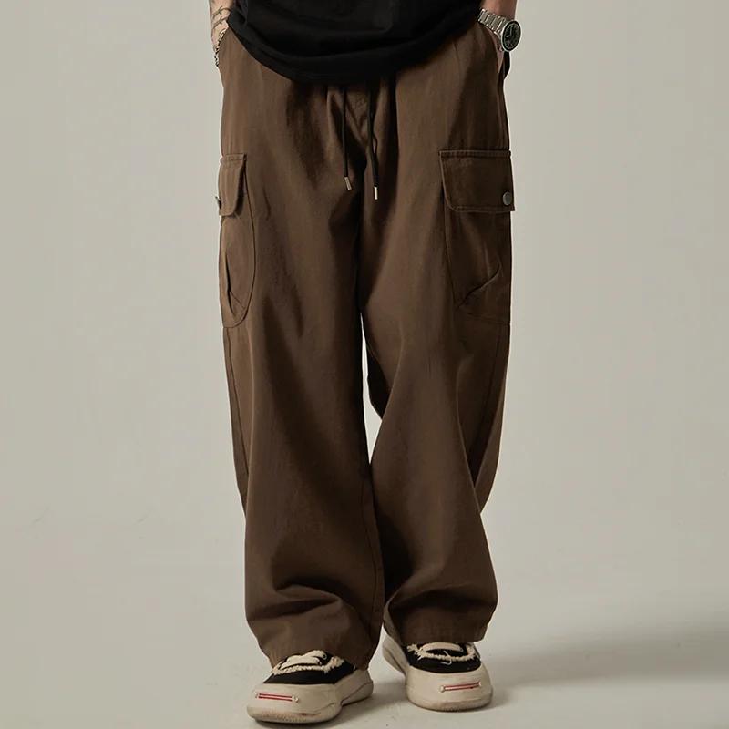 Pantalon de survêtement pour hommes, Vintage, japonais, jambes larges, droit, ample, boutons, grande