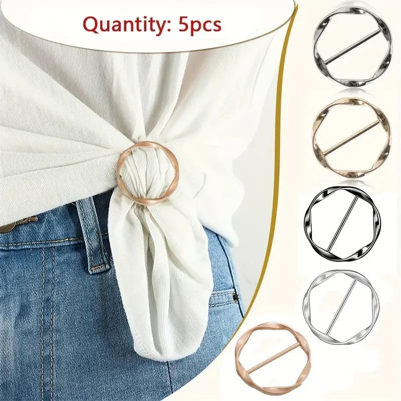 5 pièces/ensemble chemise polyvalente anneau boucle de ceinture ceinture et écharpe ajusteur ceintur