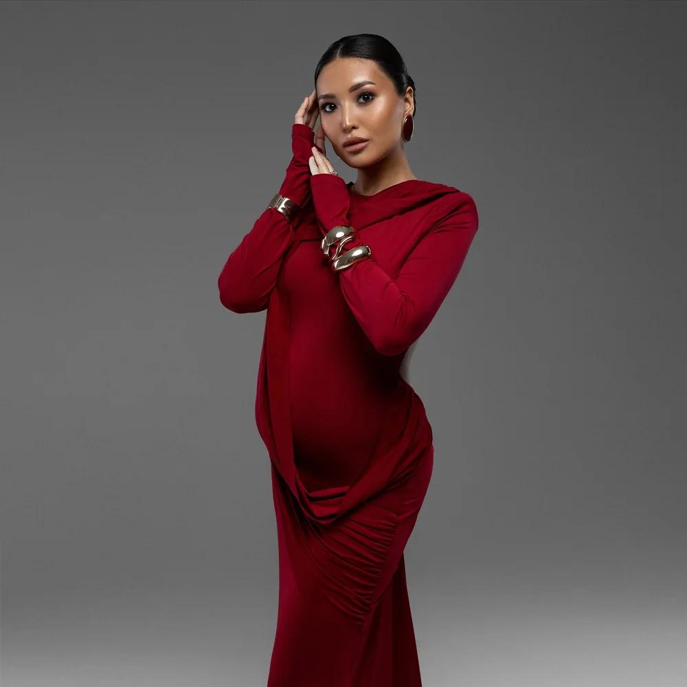 Robes de maternité pour séance photo, robe dos nu de couleur unie, vêtements de baby shower pour fem