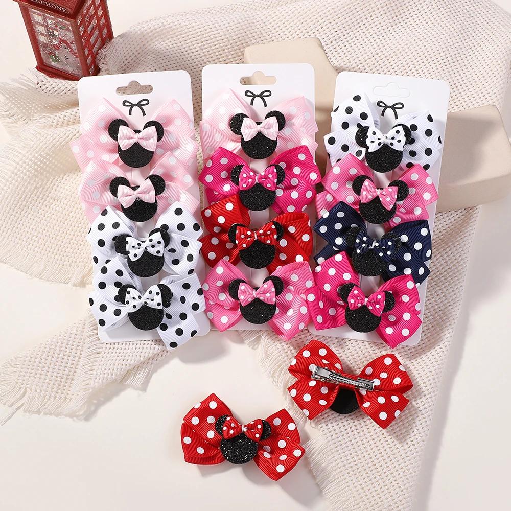 Pinces à cheveux avec nœud à pois pour bébé fille, 4 pièces/lot, épingles à cheveux pour enfants, de