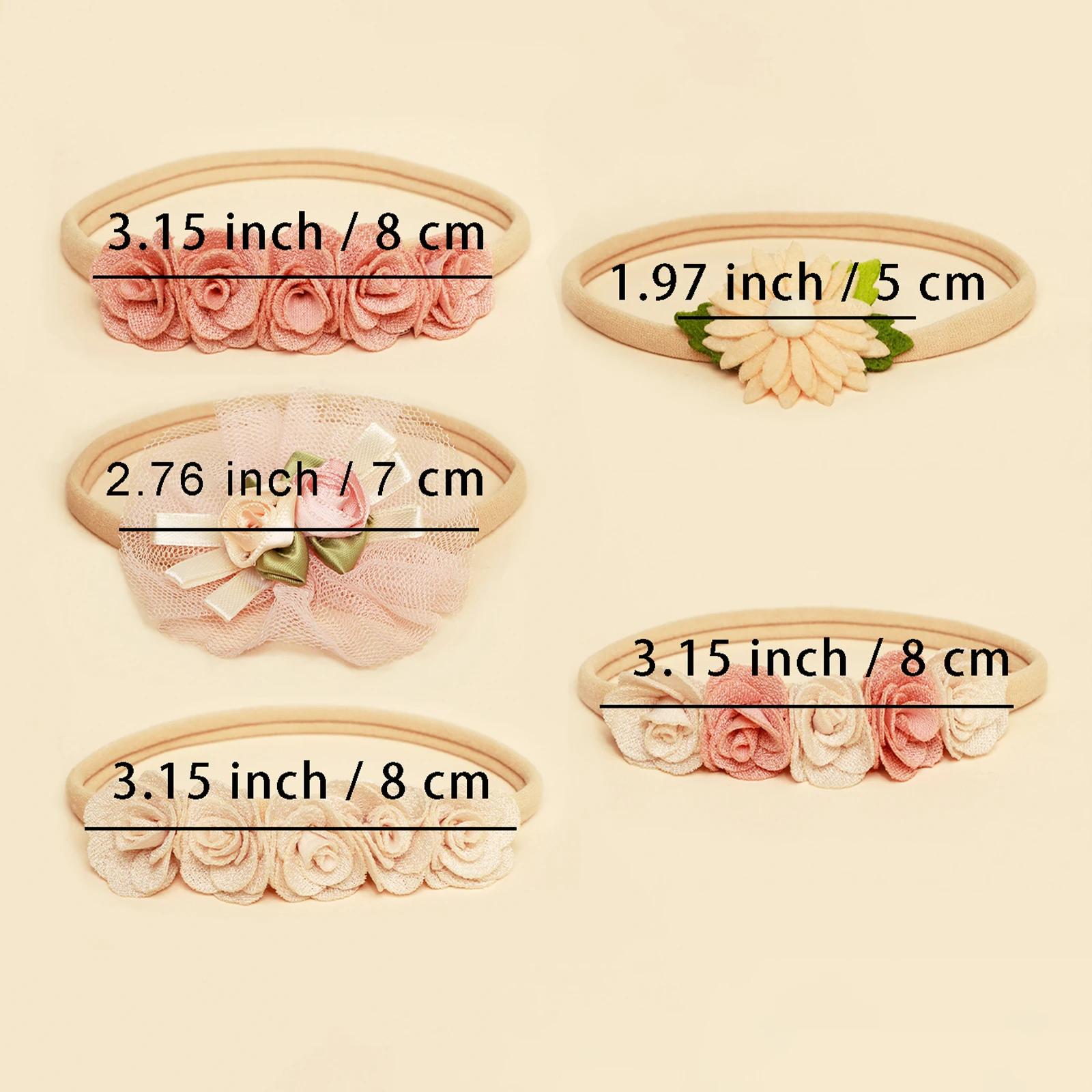 5 pièces rose dentelle Simulation fleurs cheveux accessoires pour nouveau-né fille épissage bandeau