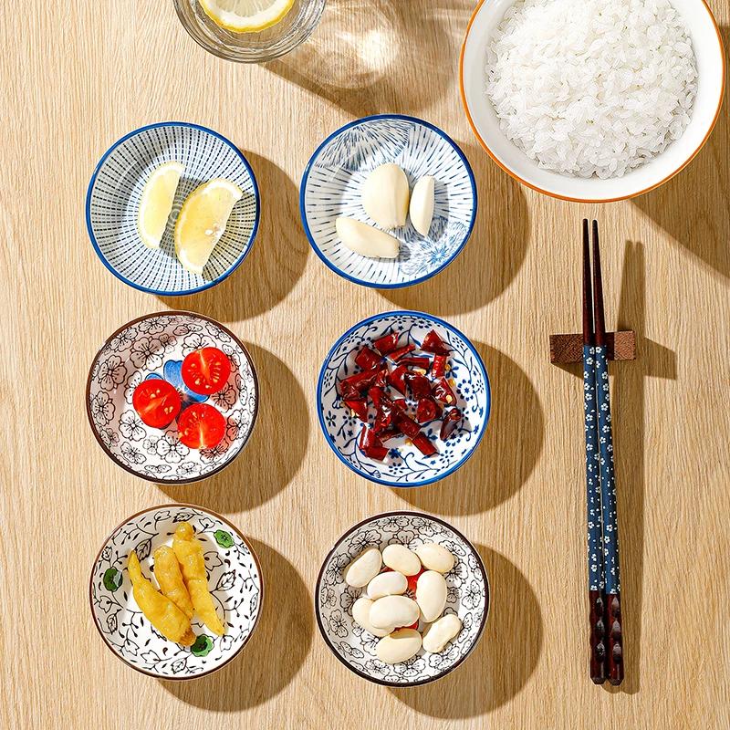 Mini assiette japonaise en céramique pour Barbecue, 6 pièces, trempage Sashimi, Sushi, Sauce soja, p