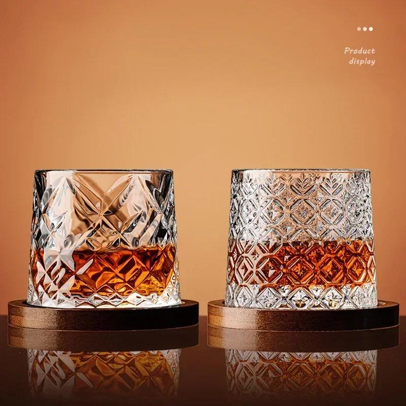 Verre à whisky avec Base, verres à whisky en cristal rotatifs, verre de brandy pour vin, verres pour