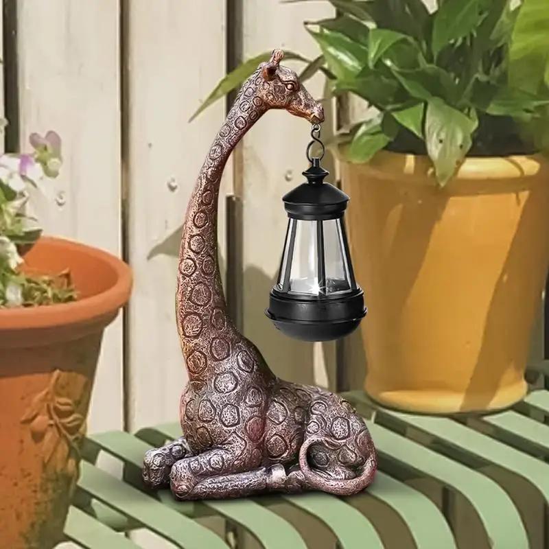 Statue de jardin en forme de girafe, lumière solaire mignonne, Figurine d'animal, lanterne, Sculptur