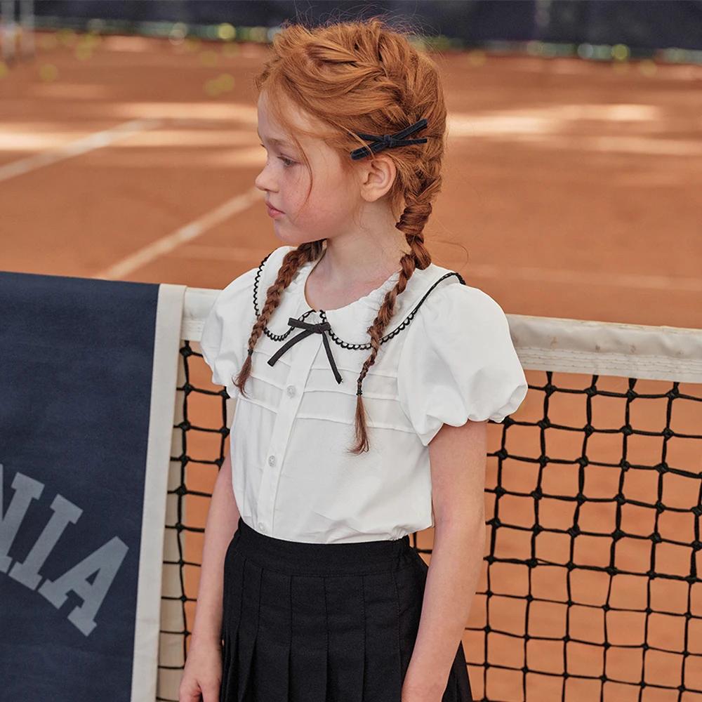 Chemise d'été pour enfants Dave Bella, chemisier en coton à manches courtes pour filles, 7-13 ans, h