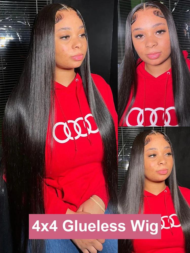Perruque Lace Closure Wig sans colle naturelle, cheveux humains, pre-plucked, closure 7x5, 13x4, nai
