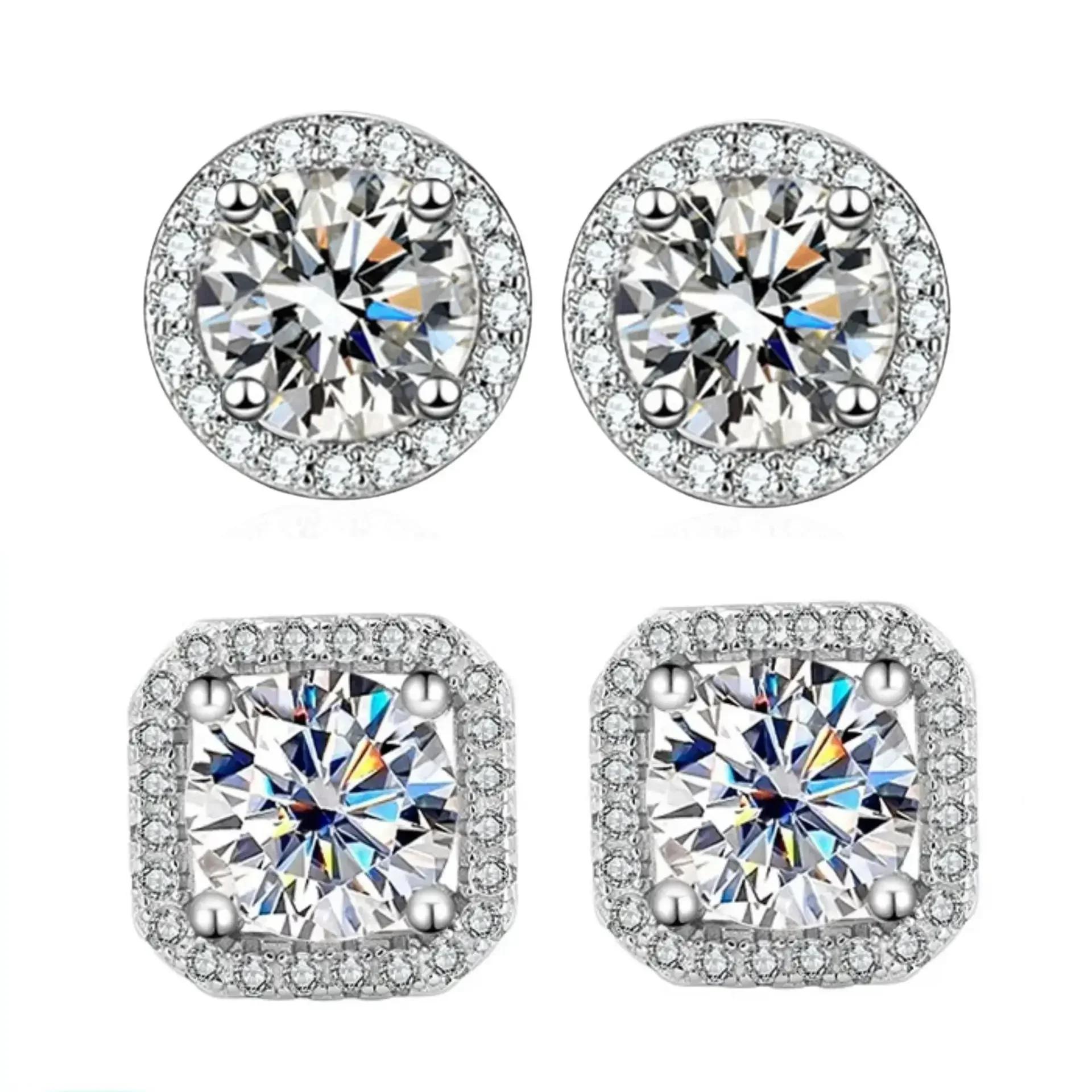 Boucles d'oreilles en diamant Mosonite, sac carré, bijoux de mariage, fête simple et à la mode, cade