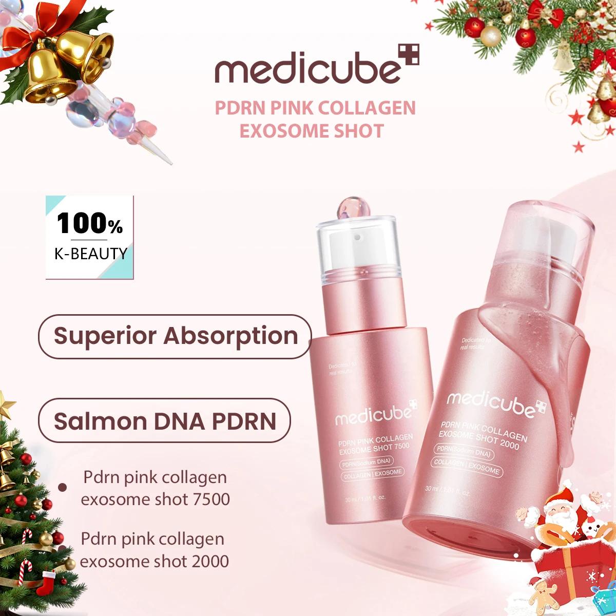 Medicube PDRN Shot d'exosome de collagène rose, liquide transparent rose, léger et absorbant rapidem