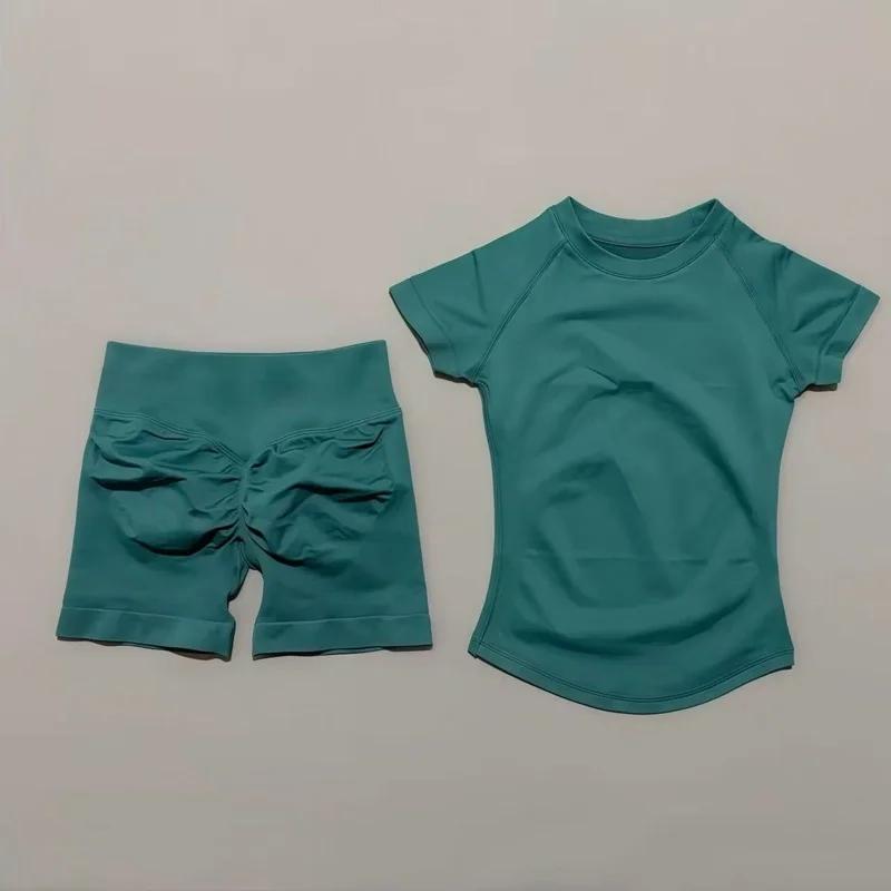 Ensemble de sport HISTELLO 2 pièces, vêtements de yoga sans couture à manches courtes, ensemble de f