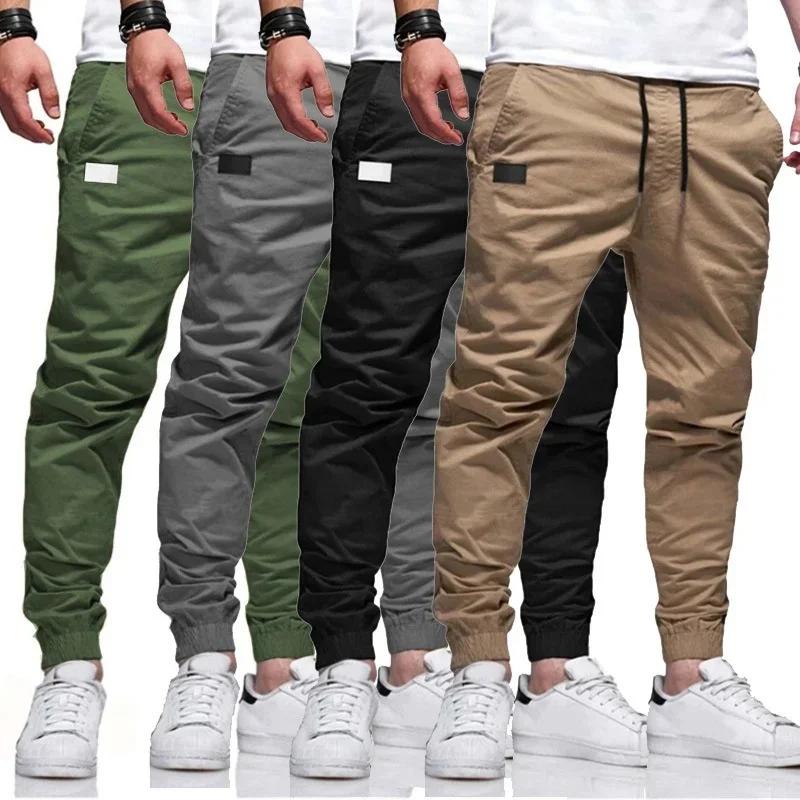 Nouveau printemps automne mince hommes pantalons sport Joggers pantalon hommes couleur unie pantalon