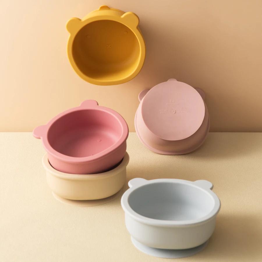 Vaisselle en Silicone pour bébé, ensemble de dîner à aspiration, formation à l'alimentation, article