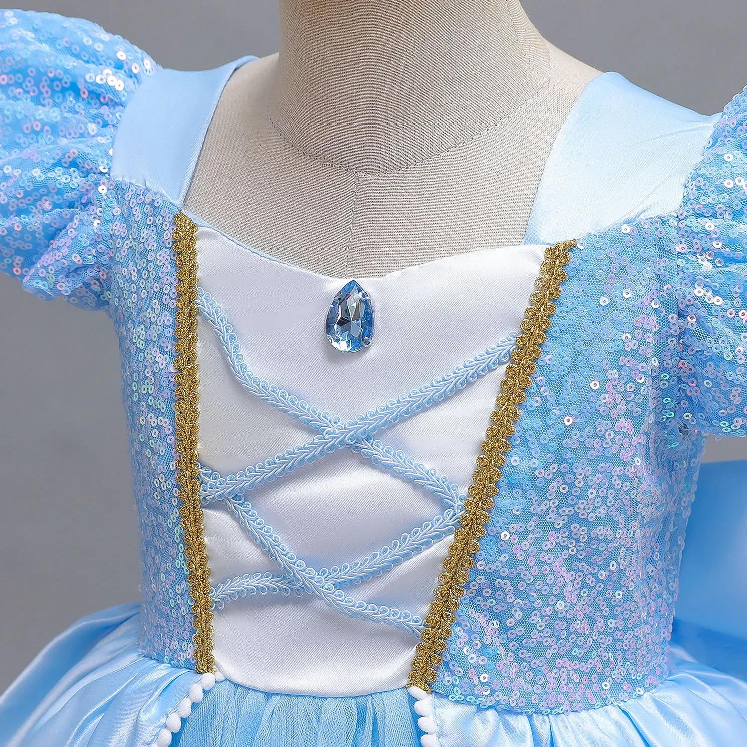Disney Deluxe élégant cendrillon princesse robe de bal fantaisie anniversaire cendrillon robe de soi