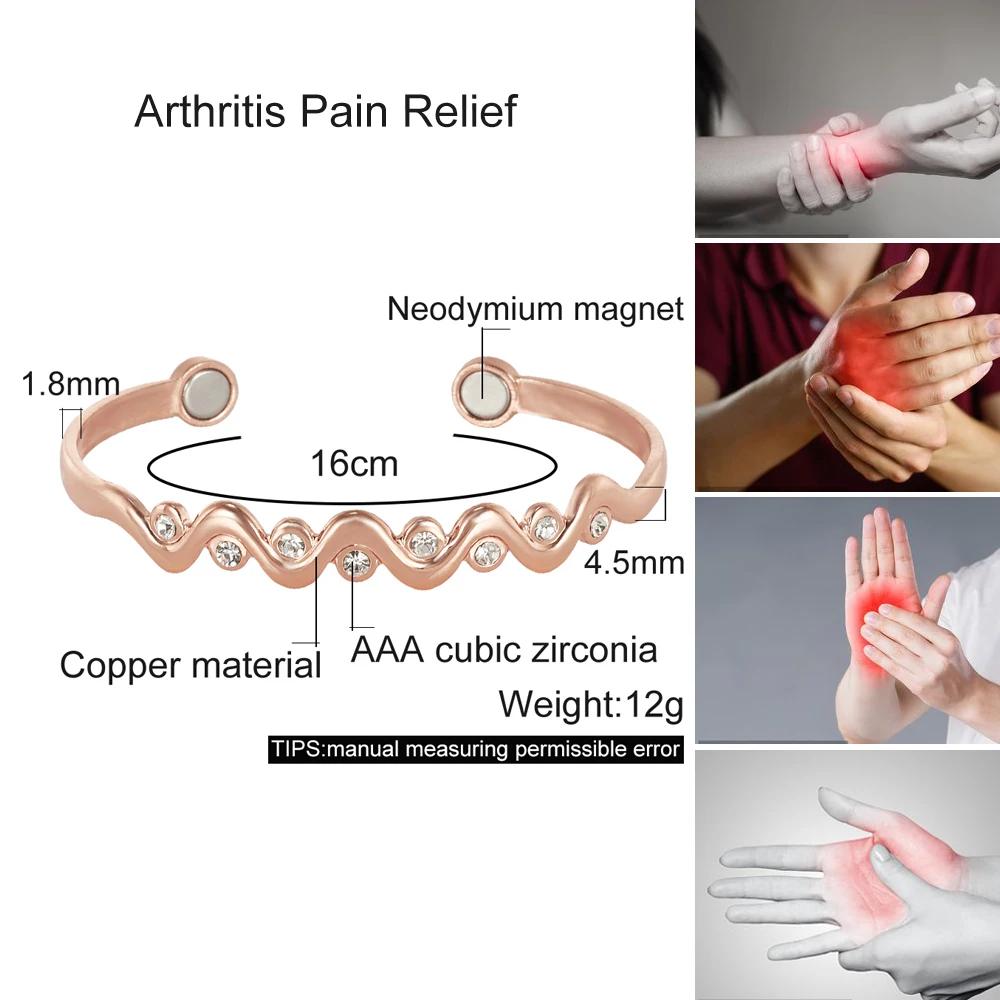 Vinterly Bracelets en cuivre pur magnétique zircone cubique Bracelets réglables arthrite santé aiman