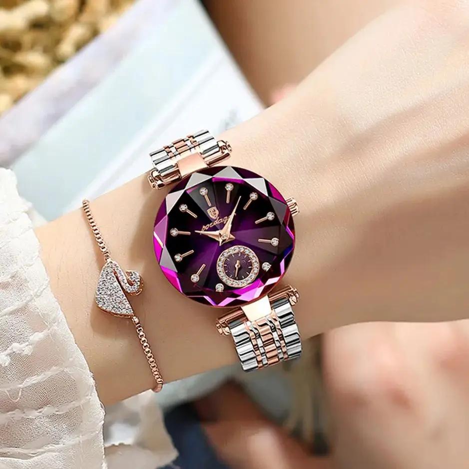 POEDAGAR luxe élégant dames montre-bracelet étanche en acier inoxydable montres à Quartz pour femme