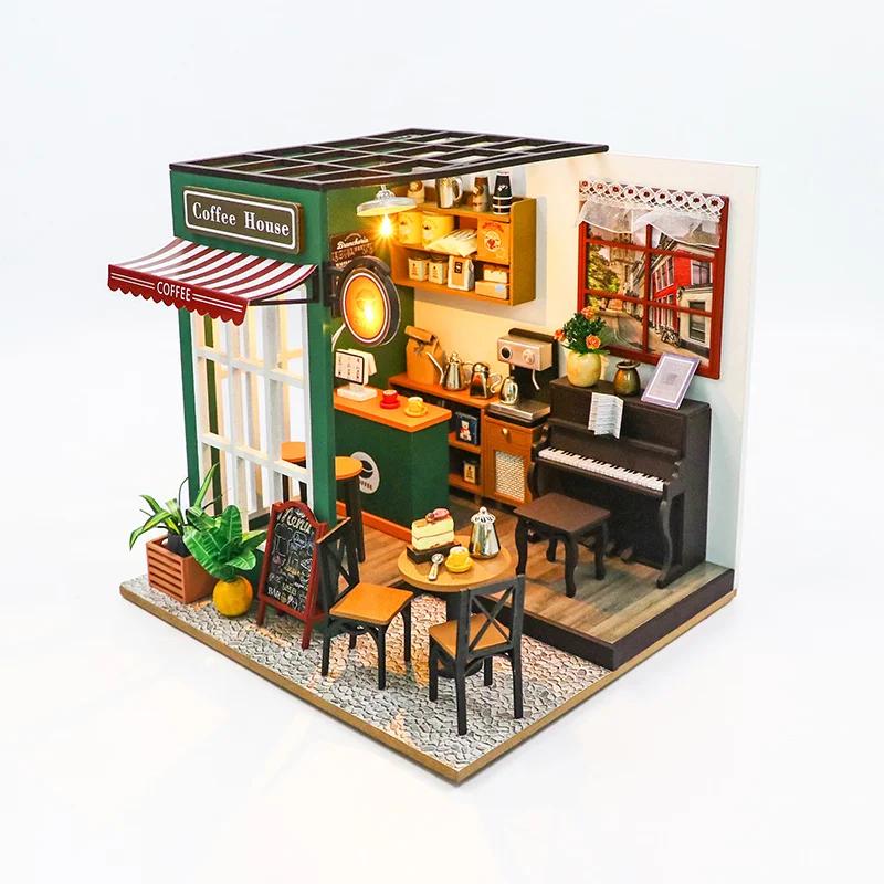 Analyste de construction de modèles de maison de course miniatures en bois pour enfants, puzzles 3D