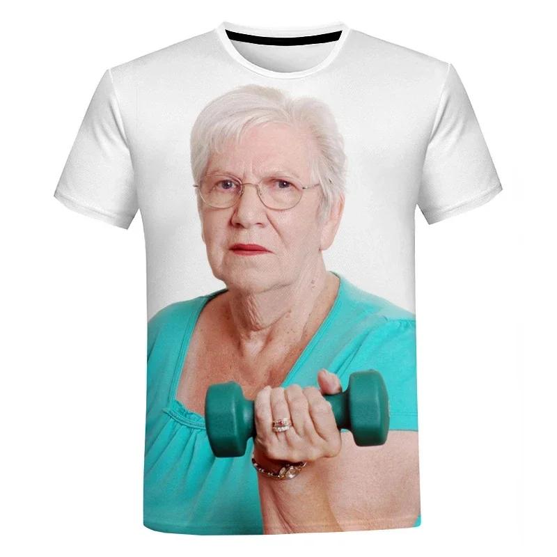 T-shirt décontracté imprimé en 3D pour femme, haut créatif, drôle, mignon, grand-mère, rouge, lécher