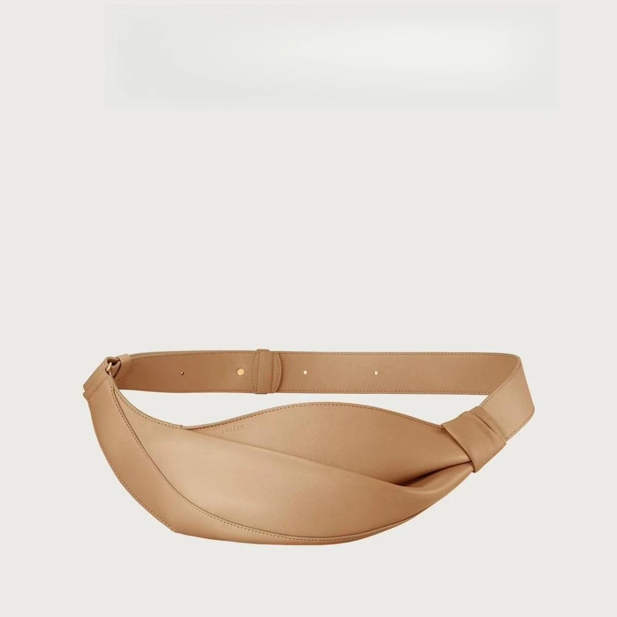 Sac à bandoulière en cuir de vache lisse de style français, sac en corne à la mode, nouvelle collect