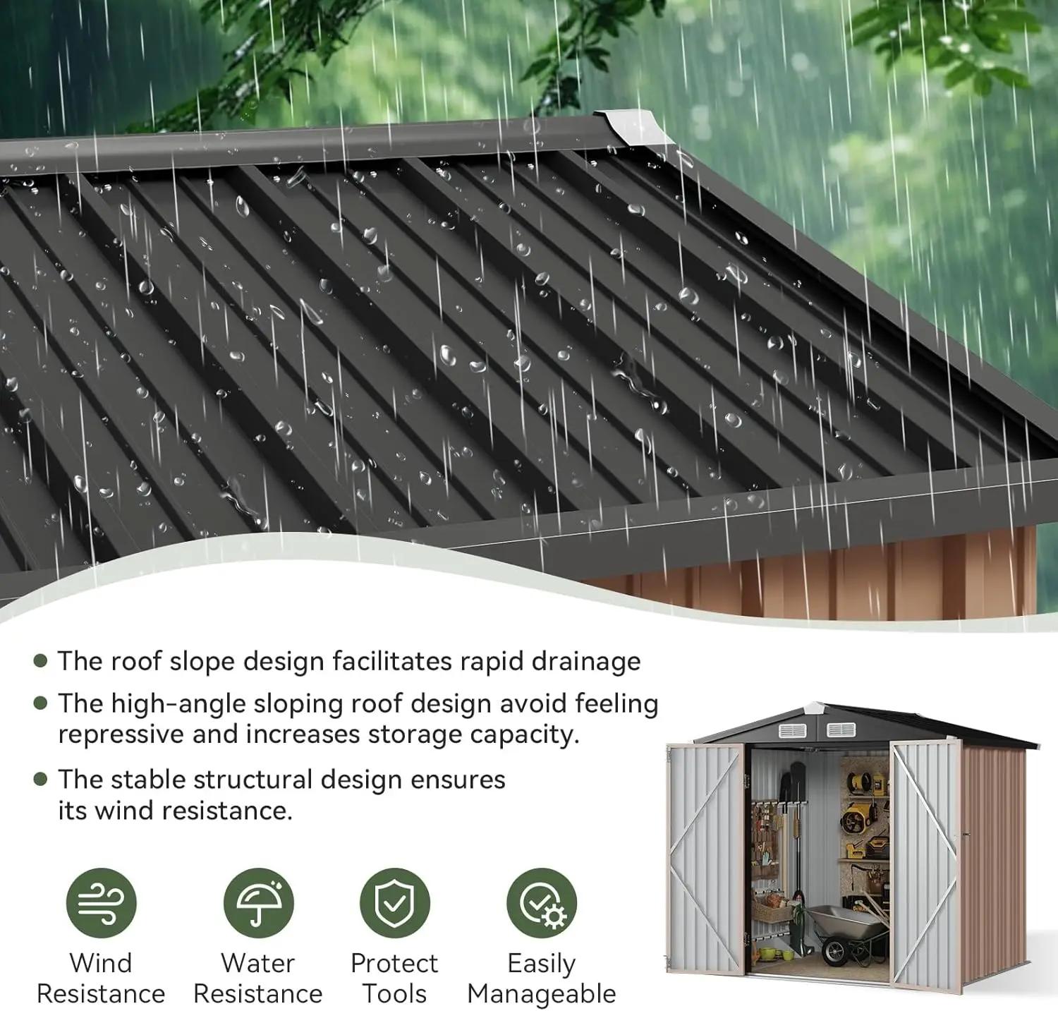 Abri de rangement extérieur 6,2x4 pieds métal - Portes verrouillables - Hangar outils jardin patio