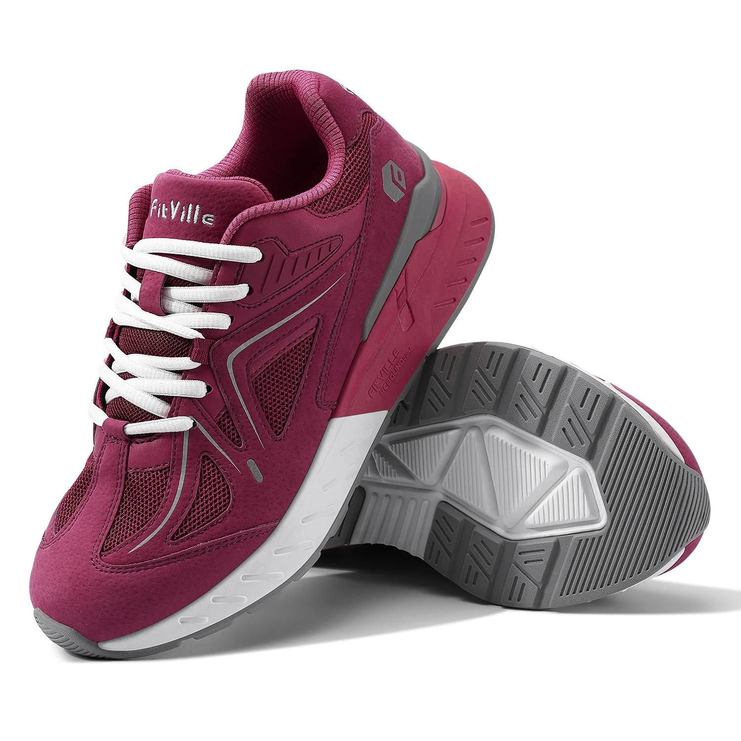 FitVille chaussures de marche Extra larges pour femmes baskets légères à large largeur pour pied pla