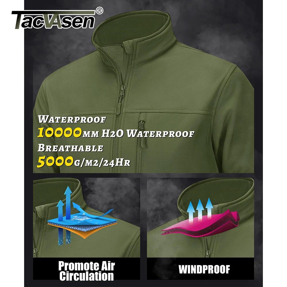 TACVASEN Veste de randonnée imperméable pour homme avec fermeture éclair complète, doublure polaire