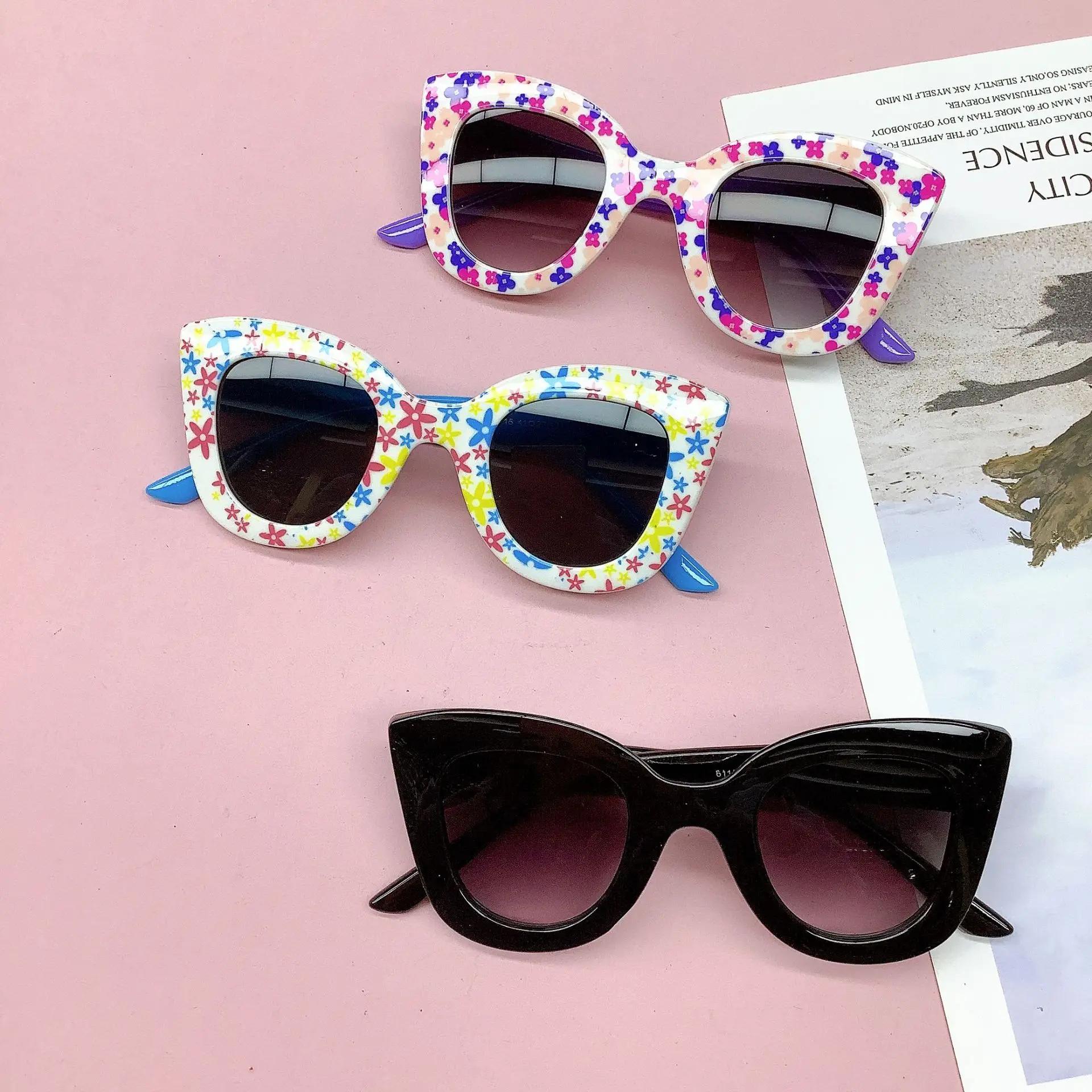 Nouveau sac de voyage à la mode, lunettes de soleil à fleurs pour enfants, Anti UV, lunettes de Prot