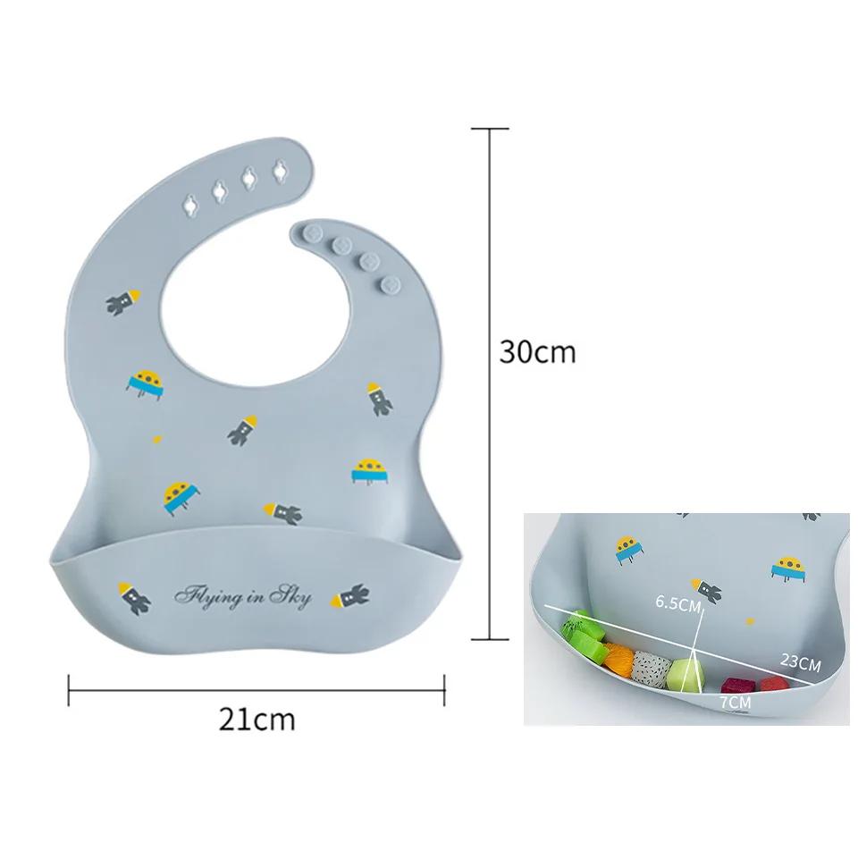 Bavoirs imperméables pour enfants, en Silicone souple, imprimé de dessin animé, réglable, pour dégus