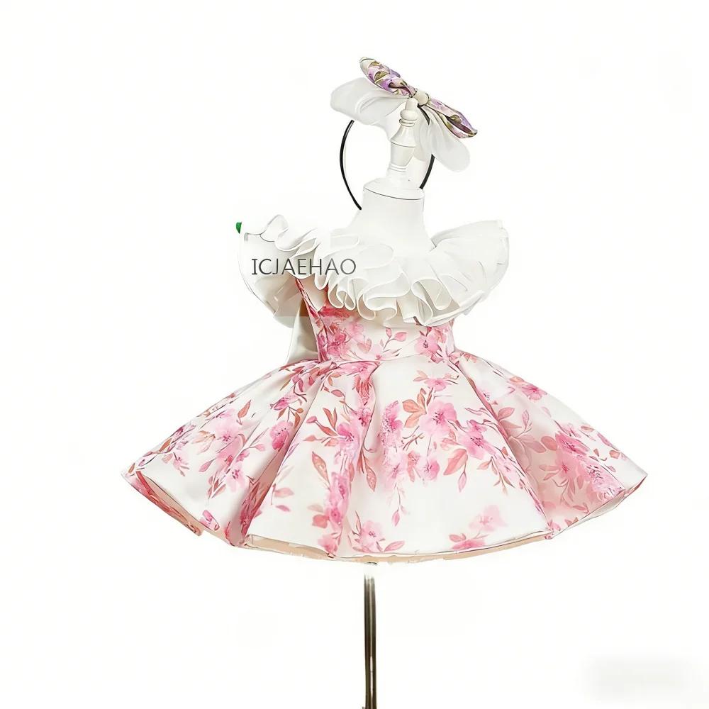 Robe de soirée pour filles, costume de fête du premier anniversaire, robe de soirée fleurie pour enf