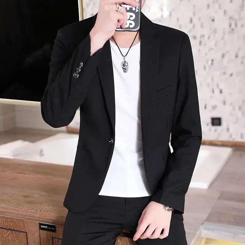 Blazer Slim Fit pour Homme, Mode Business, Beau Gentleman, Version Coréenne du Style Britannique, Lo