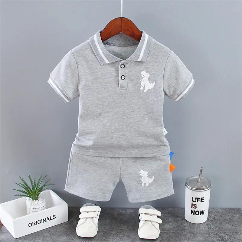 Été bébé garçon vêtements décontractés dessin animé dinosaure T-Shirt pantalon court 2 pièces/ensemb