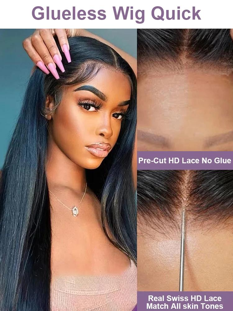 Perruque Lace Front Wig sans colle naturelle, cheveux humains, pre-plucked, avec baby-hairs, pre-plu
