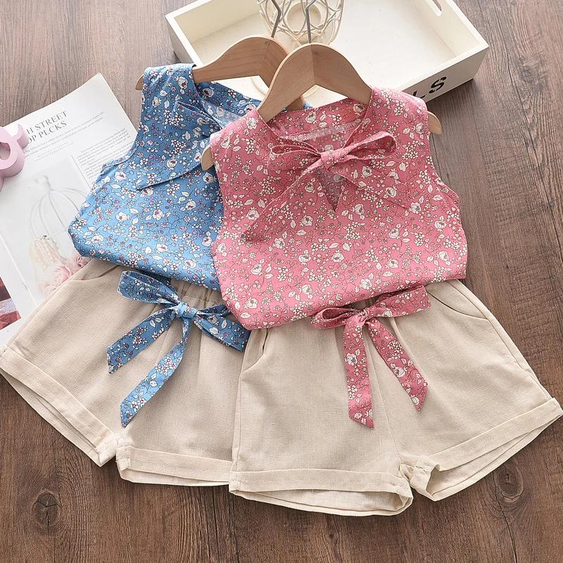 Vêtements d'été pour bébés filles, gilet sans manches et short, 2 pièces/ensembles, vêtements pour t