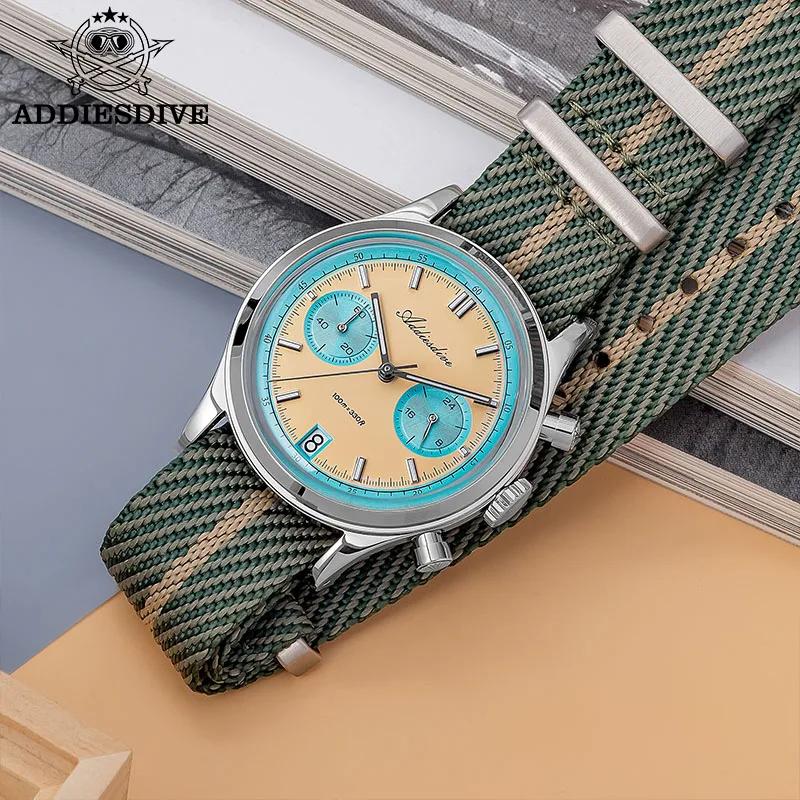 ADDIESDIVE Top marque homme montre BGW9 Super lumineux 10Bar étanche bulle miroir verre VK64 chronog
