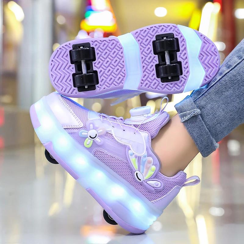 Chaussures de course respirantes pour filles, nouveau style élégant princesse Flash light, patins à