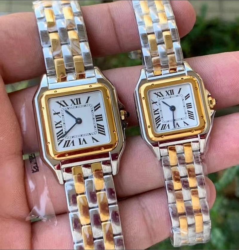 Montres-bracelets de marque pour femmes et filles, cadran carré de 22mm 27mm, bracelet en acier de b