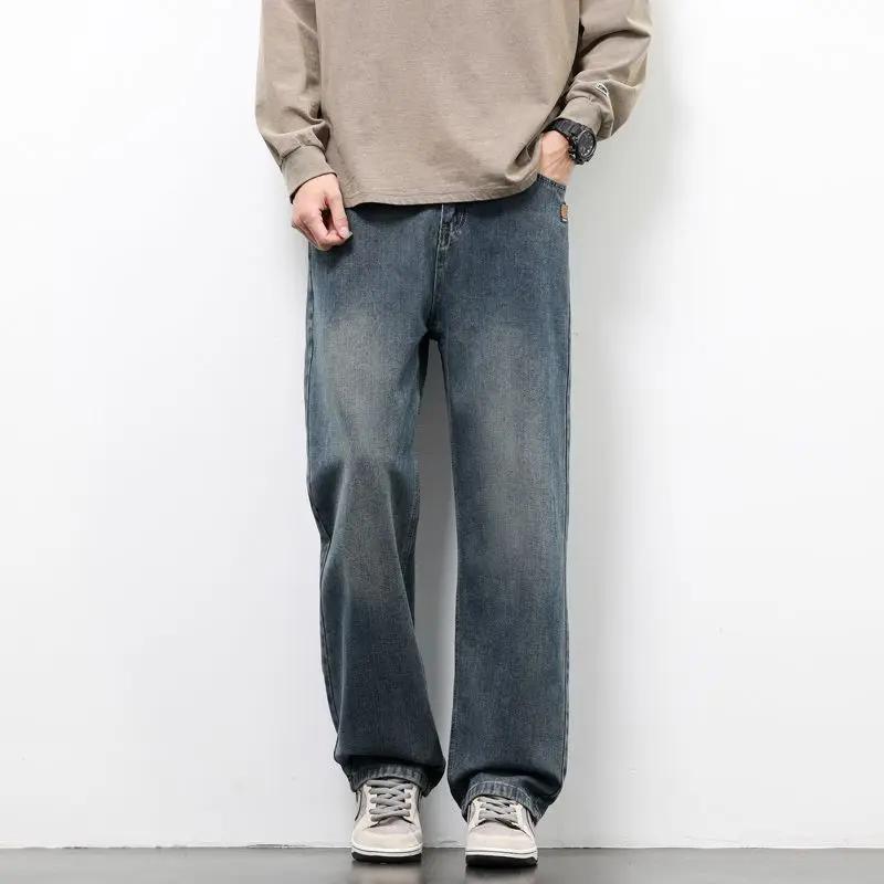 Nouveau Jean Droit Vintage pour Homme Printemps-Automne, Pantalon Décontracté de Haute Qualité, Styl