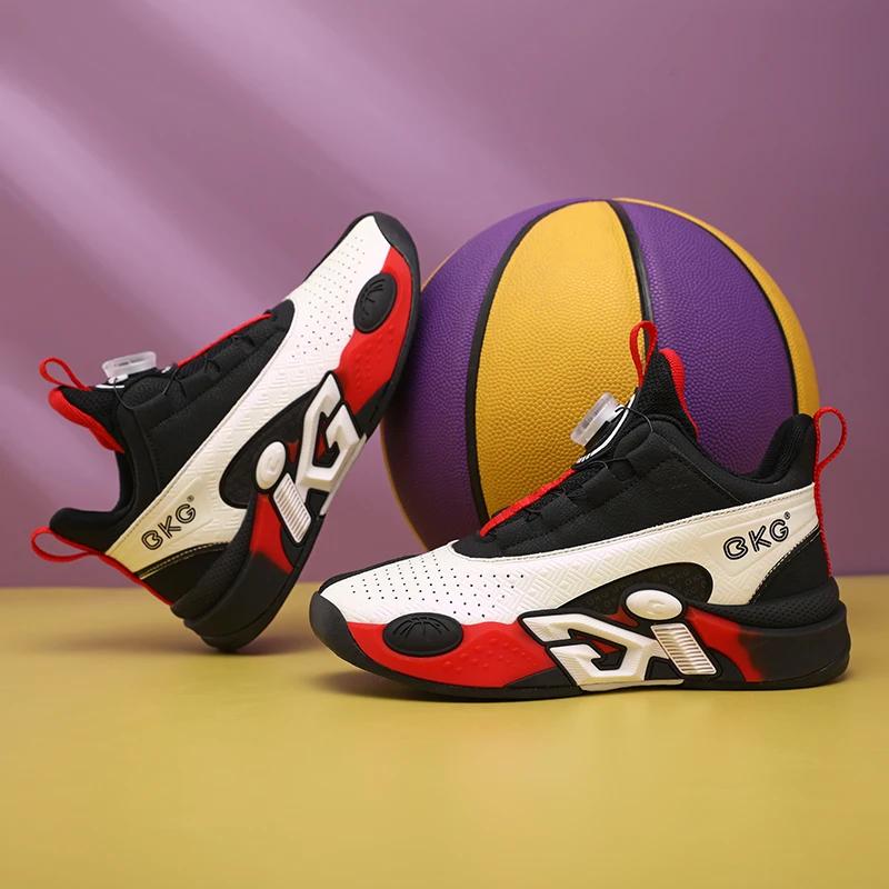 Chaussures de basket-ball d'entraînement pour enfants, baskets de printemps à boucle rotative pour g