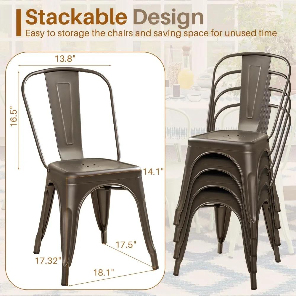 Chaise de salle à manger en métal, utilisation intérieure et extérieure, empilable, classique, Tratt