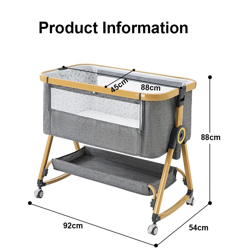 Lit bébé multifonctionnel avec réglage de hauteur pliable, berceau, lit de couchage, lit d'appoint p