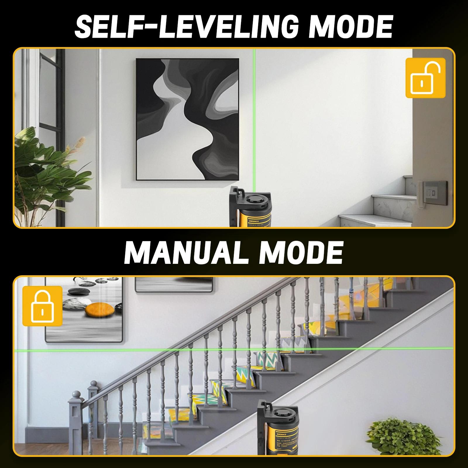 Niveau laser à ligne croisée verte haute précision DEWALT DW088CG, niveau laser vert auto-nivelant p