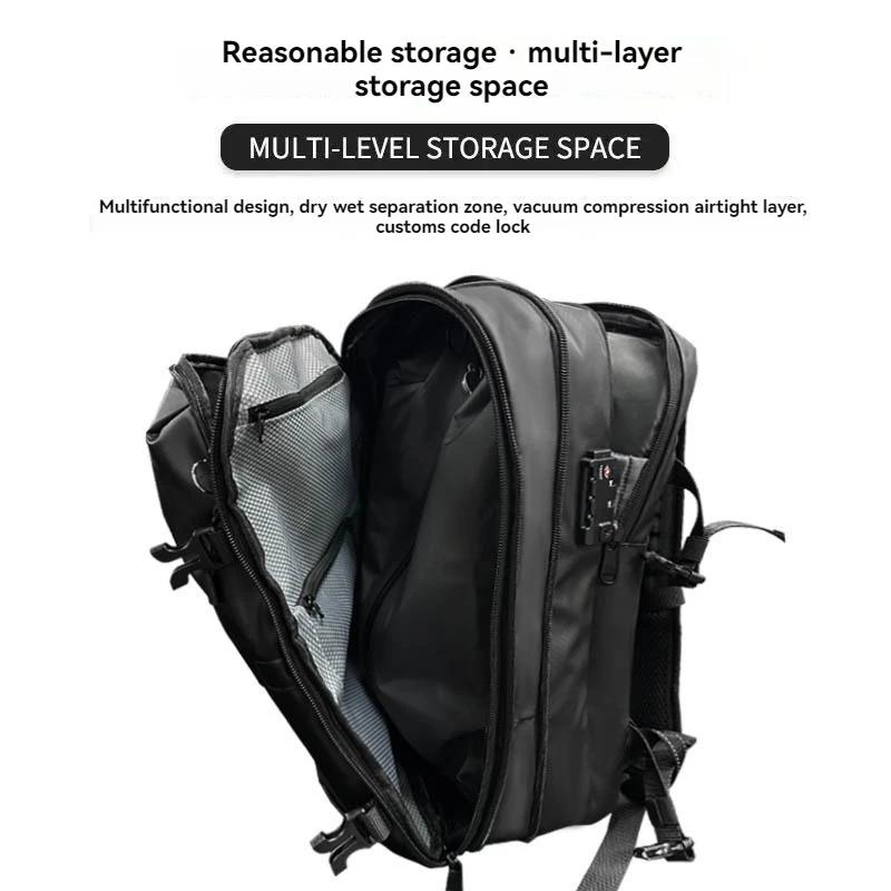 Sac à dos de voyage scellé sous vide, système de compression d'air extensible, serrure TSA étanche,