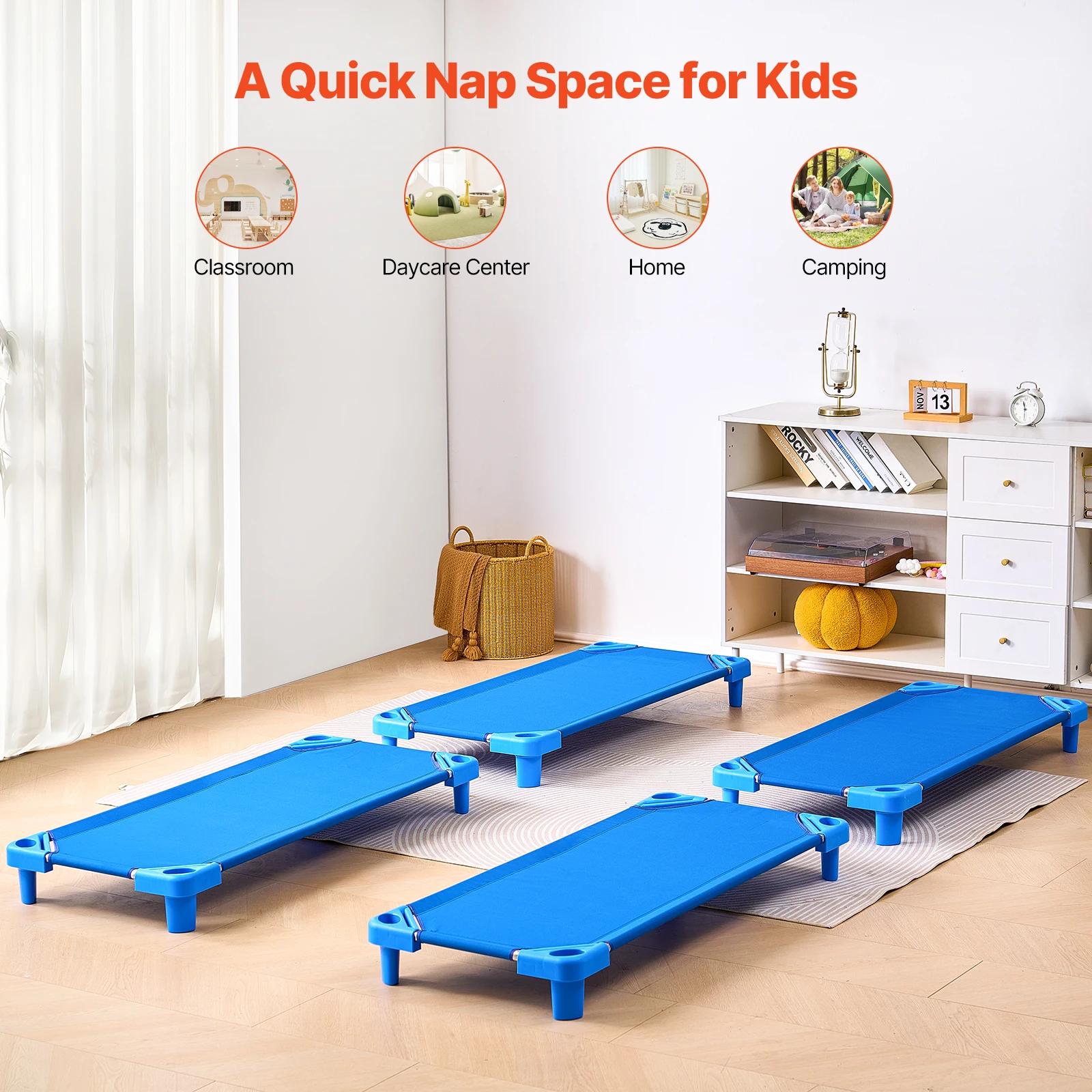 VEVOR Lit de sieste empilable pour enfant, 4 pcs, lit de couchage portable pour tout-petits, 130 x 5