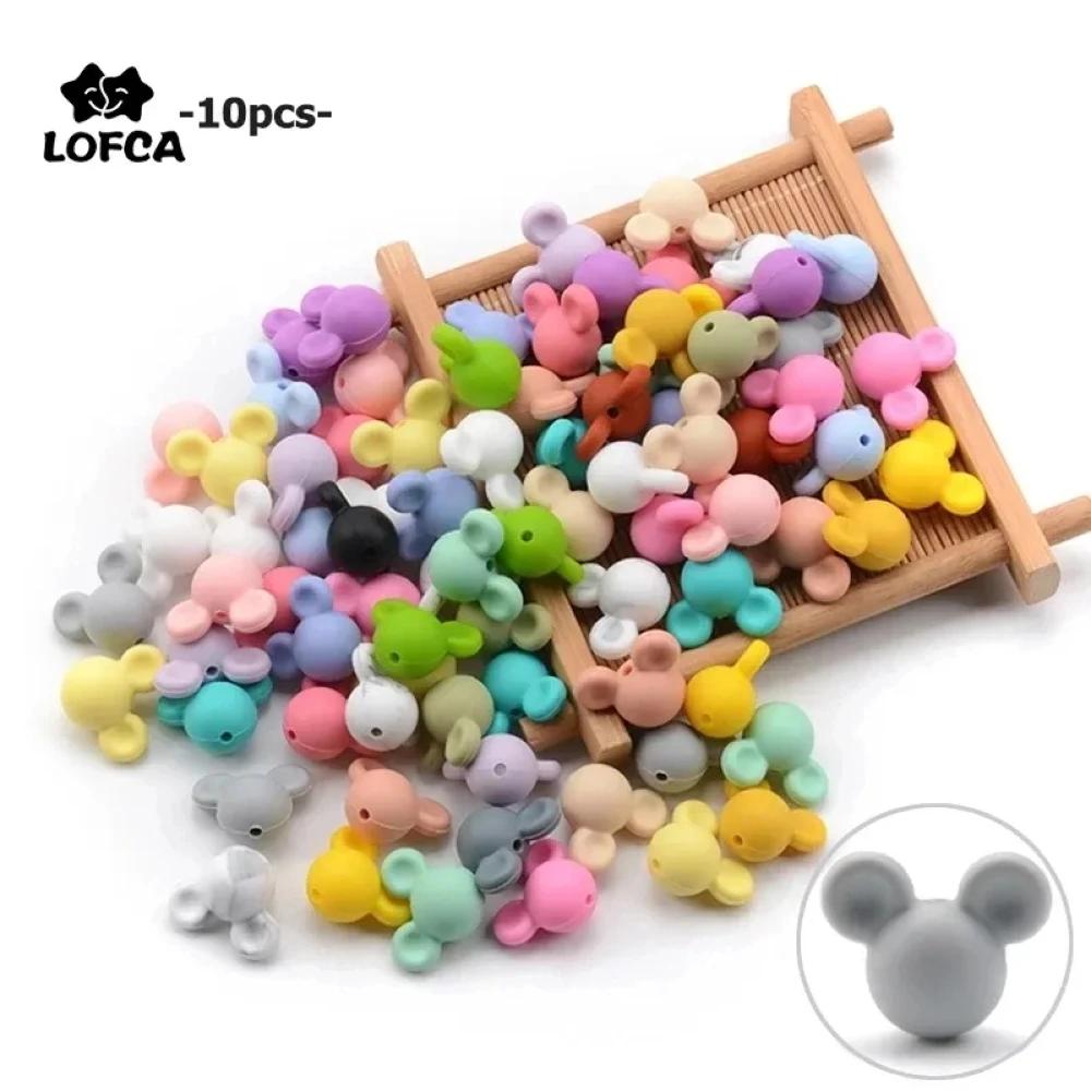 LOFCA 10 pièces/lot souris perles de Silicone bébé anneau de dentition jouet doux à mâcher dentition