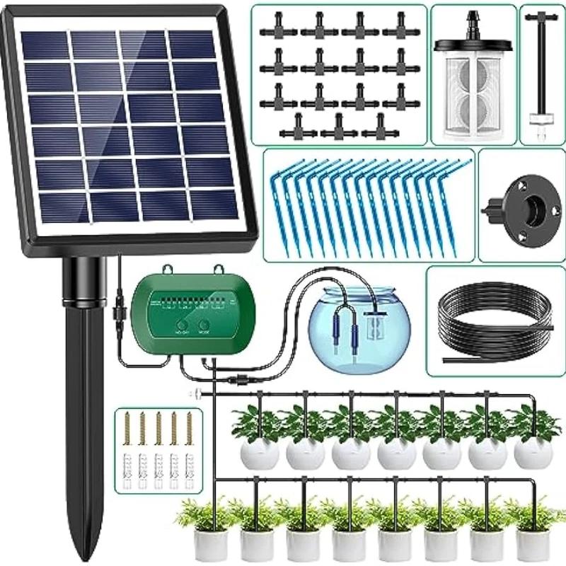 Kit d'irrigation goutte à goutte pour plantes en pot, système solaire pour jardin, système d'arrosag