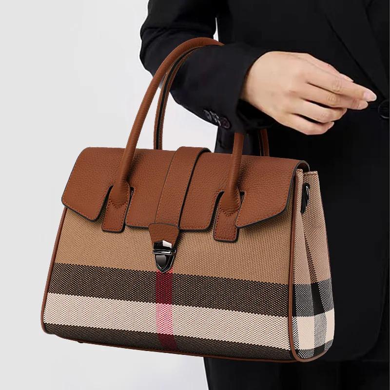 Aidrani-Sac à main en cuir à carreaux de style atmosphérique haut de gamme pour femme, grande capaci