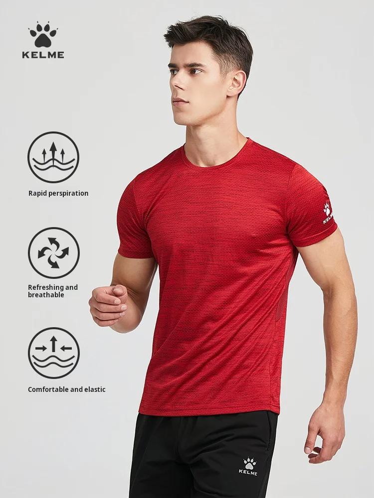 Kelme-T-shirt de course à manches courtes pour homme, haut de sport fin, respirant, séchage rapide,