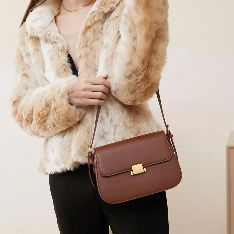 Sac à bandoulière en cuir véritable pour femme, sac à ati elles, sac messager pour femme, petit sac