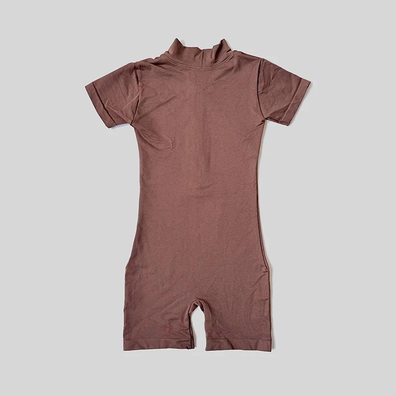 Combinaison d'été à manches courtes avec fermeture éclair, tenue de sport, Fitness, body pour femmes
