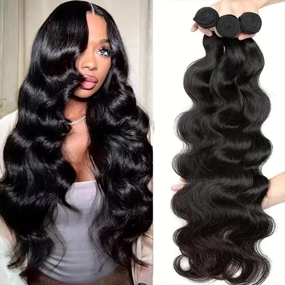 Extensions de Cheveux Humains Ondulés 12A, 40 Pouces, Cheveux Brésiliens Vierges Non Traités, 3 ou 4